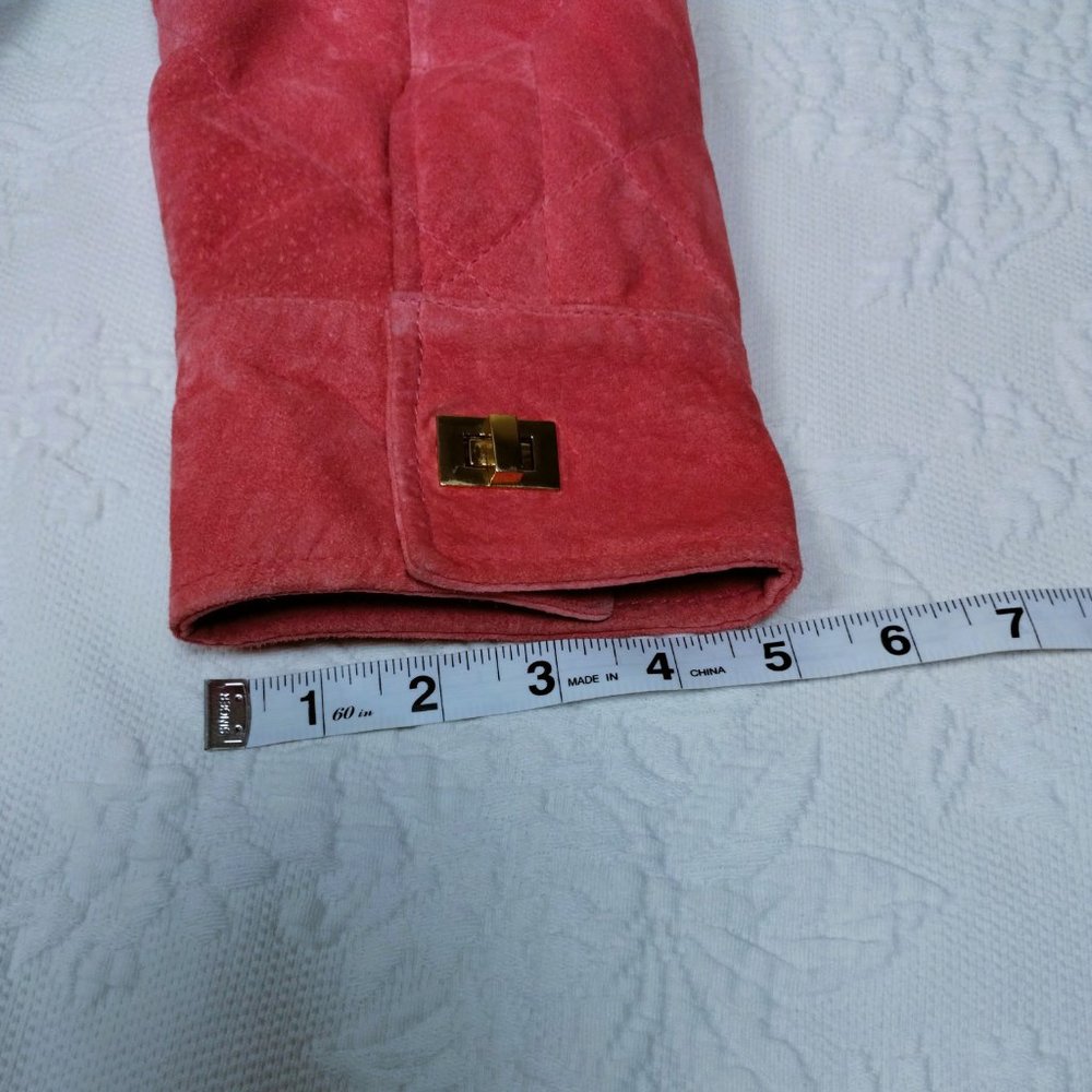 Jerry Lewis 100% Genuine Leathar Jacket Women's Quilted Pink Suede Sz Med - Picture 16 of 16
